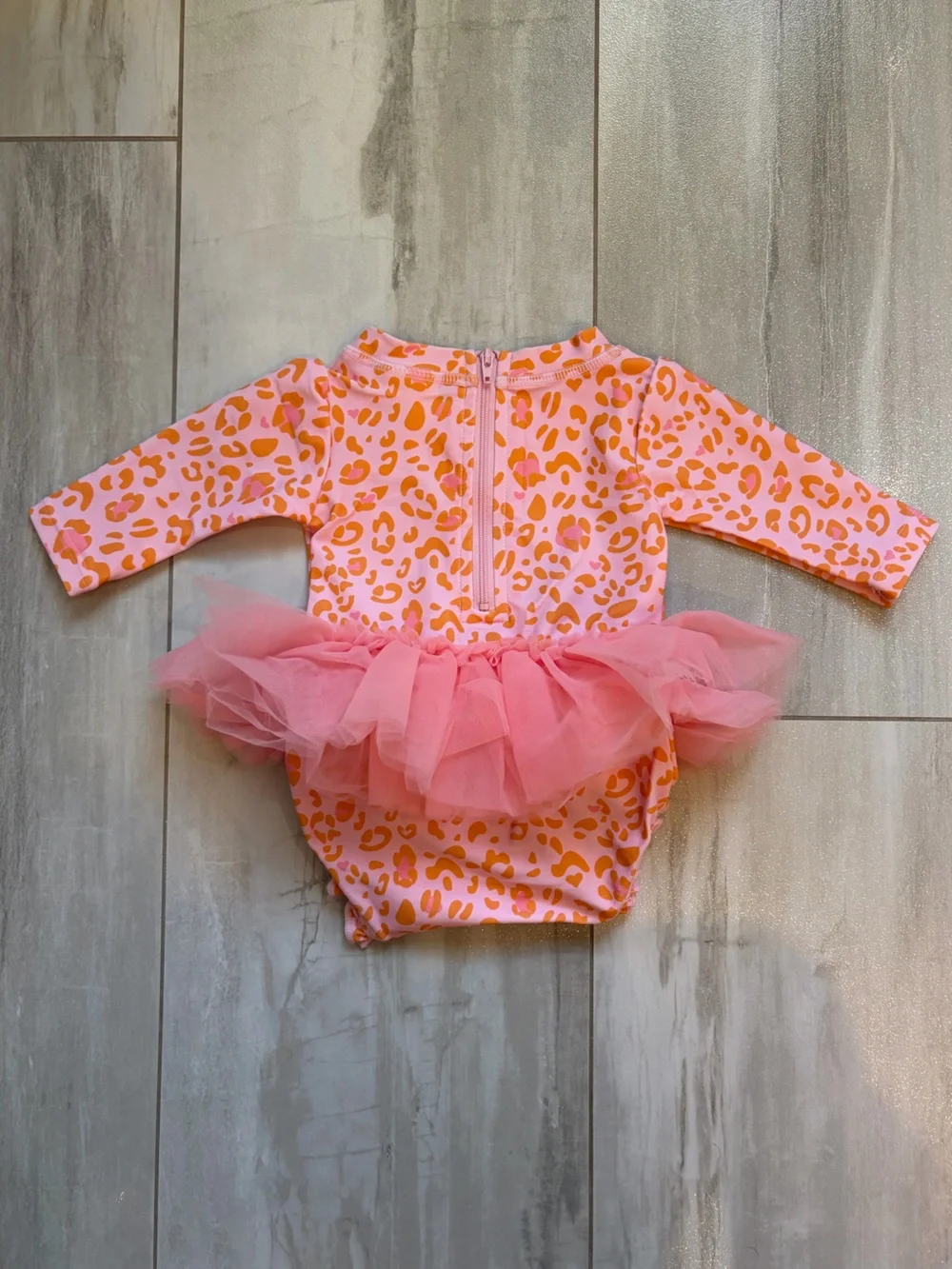 NWT RuffleButts Colorful Leopard Print Tulle Skirt Rashguard Swimsuit girls 0-3M